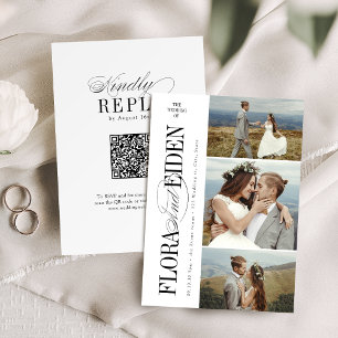 Invitación Todo en uno Tipografía atemporal 3 fotos Boda