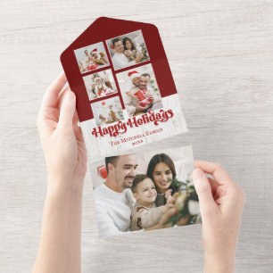 Invitación Todo En Uno Tipografía feliz de feriados en madera rústica 5-f