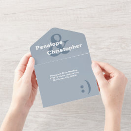 Invitación Todo En Uno Tipografía moderna azul polvoriento Símbolos grand