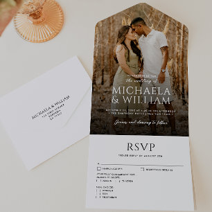 Invitación Todo En Uno Tipografía moderna Boda fotográfico único