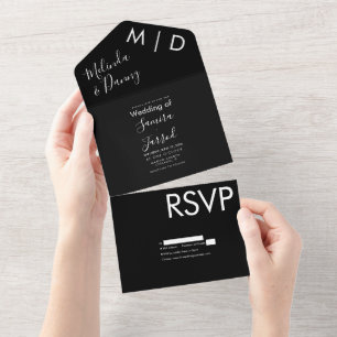 Invitación Todo En Uno Tipografía negra de dos tonos, todo en una invitac