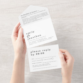 Invitación Todo En Uno Tipografía simple minimalista Cualquier Boda de co