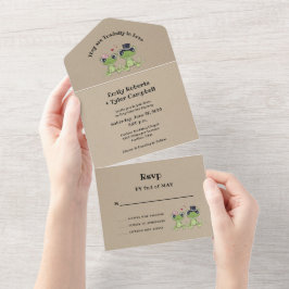 Invitación Todo En Uno ©Toadally in Love Frog Couple Rustic Boda