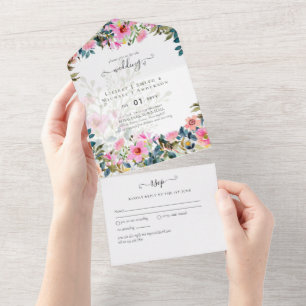 Invitación Todo En Uno Todo en 1 amor en flor de primavera floreciente RS