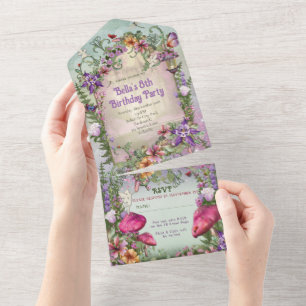 Invitación Todo En Uno TODO EN UN Fairy Birday Invitation