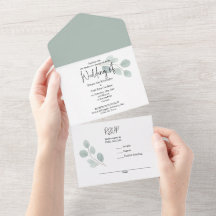 Todos en una boda invitan a eucalipto verde mínimo