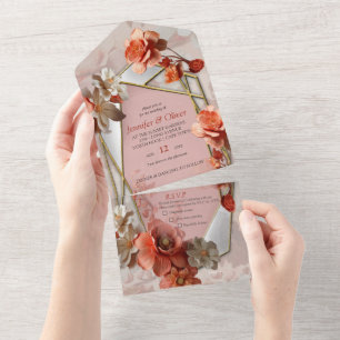 Invitación Todo En Uno Tono suave, rosado-naranja Peach Fuzz