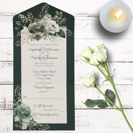 Invitación Todo En Uno Tonos de la floral verde