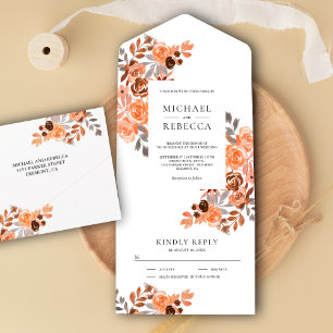 Invitación Todo En Uno Tonos Terrosos Rústicos Boho Bodas Florales de Ter