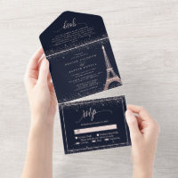 Torre Eiffel de París Rosa Dorado Brillo Boda Todo
