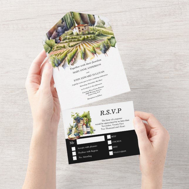 Invitación Todo En Uno Toscana Italiana Villa Toscana acuarela (desgarro)