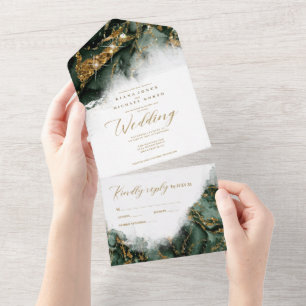 Invitación Todo En Uno Trinity Mack Mármol Brillante Boda ID644