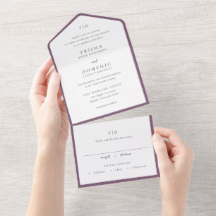 Invitación Todo En Uno Trisha Purple Boda moderno