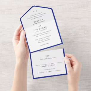 Invitación Todo En Uno Trisha Royal Blue Modern Boda