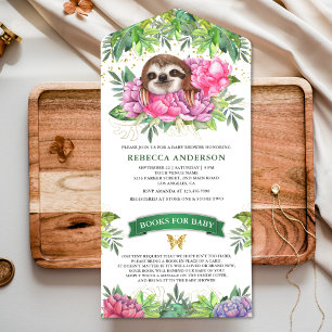 Invitación Todo En Uno Tropical Safari Lindo Floral Perezoso Baby Shower