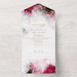 Invitación Todo En Uno Turmalina rosa audaz y Geode cristal