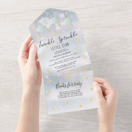 Invitación Todo En Uno Twinkle Sprinkle Gender Neutral Winter Baby Shower