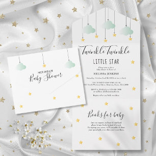 Invitación Todo En Uno Twinkle Twinkle Baby Shower Neutral