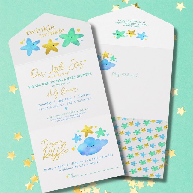 Invitación Todo En Uno Twinkle Twinkle Little Star Baby Shower (Subido por el creador)