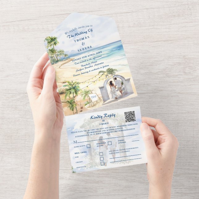 Invitación Todo En Uno Ubicación del Océano del código QR de la playa de  (desgarro)