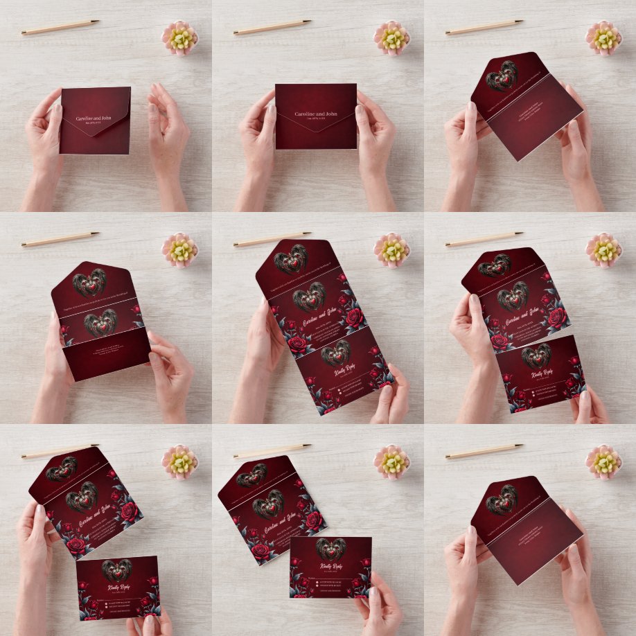 Invitación Todo En Uno Un impresionante corazón gótico