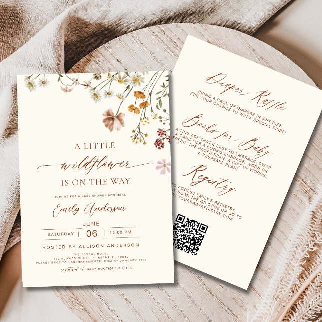 Invitación Todo en uno un pequeño Boho de flores silvestres B (Subido por el creador)