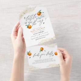 Invitación Todo En Uno Un pequeño Naranja neutral de Baby Shower