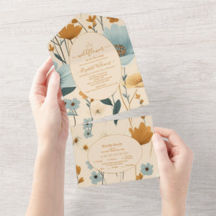 Invitación Todo En Uno Un pequeño tema de naturaleza del Boho de Flores S