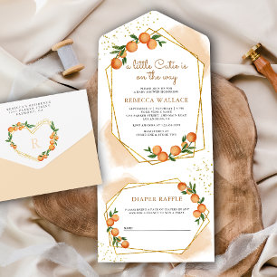 Invitación Todo En Uno Un poco cursi Naranja de Cítricos Tangerinos Baby