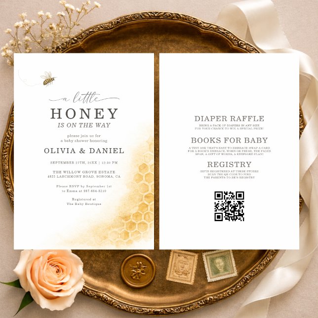 Invitación Todo en Uno Un Poco de Abeja Miel Shower de Bebé p (Subido por el creador)