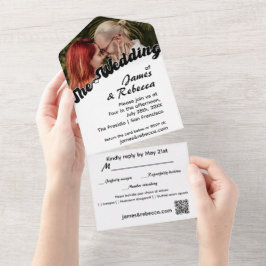 Invitación Todo En Uno Un poco retro boho Minimalista y extravagante text