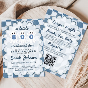 Invitación Todo En Uno Una Pequeña Boo Está a Punto Azul Fies