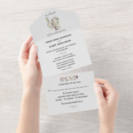 Invitación Todo En Uno Vainilla Strawberry Hydrangeas Tema Boda