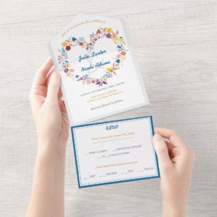 Invitación Todo En Uno Valentines Love Flowers Bloom Boda