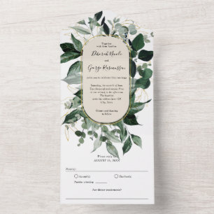 Invitación Todo En Uno Vegetación acuática Boda Boho Arched
