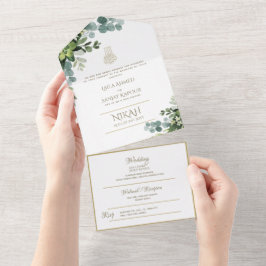 Invitación Todo En Uno Vegetación del BODA islámico NIKAH WALLIMAH