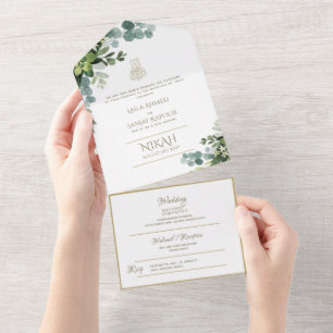 Invitación Todo En Uno Vegetación del BODA islámico NIKAH WALLIMAH