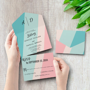 Invitación Todo En Uno Verano colorido y vintage todo en una boda invitac