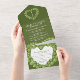 Invitación Todo En Uno Verde 1er aniversario de bodas piedra preciosa per