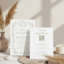 Todo en uno Verde Salvia Floral Francés con QR Bod