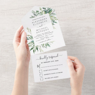 Invitación Todo En Uno Verdor botánico Boda primavera verano