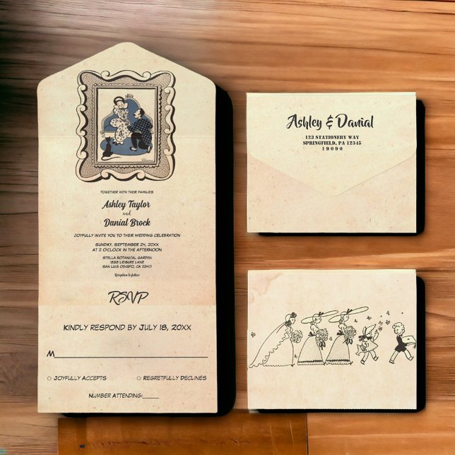 Invitación Todo En Uno Vieja antigua propuesta de Boda Rústico Retro (Subido por el creador)