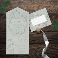 Vines minimalistas dibujados a mano Sage Green Gra