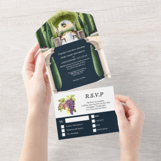 Invitación Todo En Uno Vinos de la Toscana al aire libre uvas de mesa