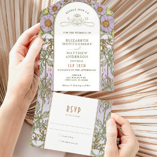 Invitación Todo En Uno Vintage all in One Wedding Invitado de Mucha