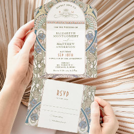 Invitación Todo En Uno Vintage all in One Wedding Invitado de Mucha