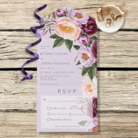 Vintage Lavender Maroon & Peach Peonies Dinner