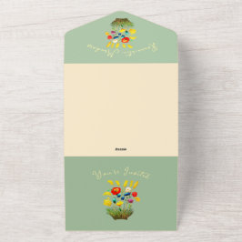 Invitación Todo En Uno Vintage Romantic Meadow - Elegante cumpleaños flor