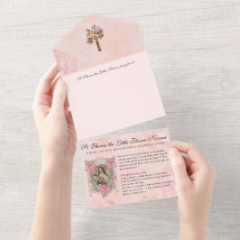 Invitación Todo En Uno Vintage St. Therese Jesus Religious Scripture All