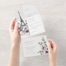 Vintage Watercolor Eiffel Tower Boda Floral